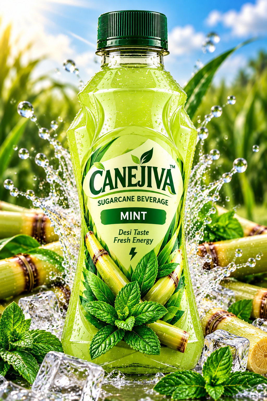 CANEJIVA Mint sugarcane beverage bottle